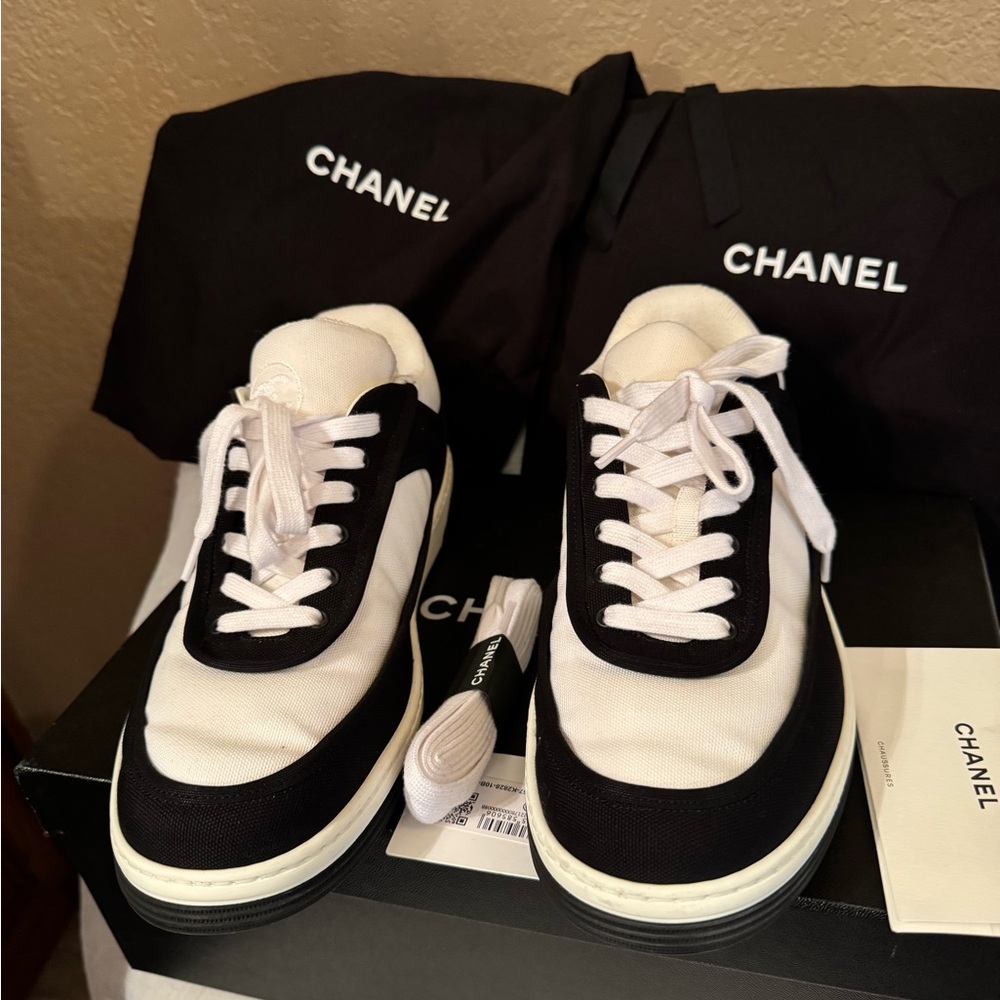 Chanel Black and White Sneakers - Picture 2 of 10